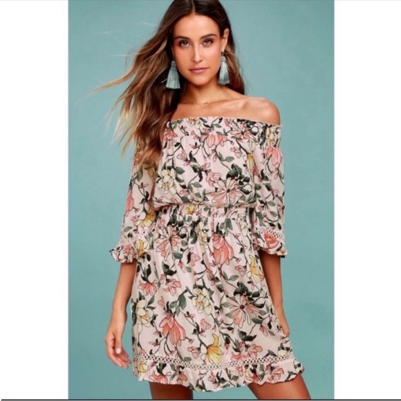 Lulus Hello Darling Pink Floral Off the Shoulder Dress - Picture 2 of 13